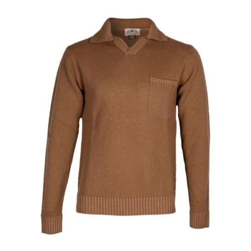 Lange mouw wollen poloshirt Irish Crone , Brown , Heren