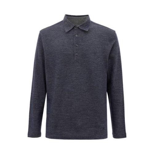 Blauwe Wollen Poloshirt Corneliani , Blue , Heren