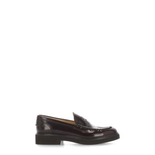 Bruine Leren Loafers Ronde Neus Hak Doucal's , Brown , Dames