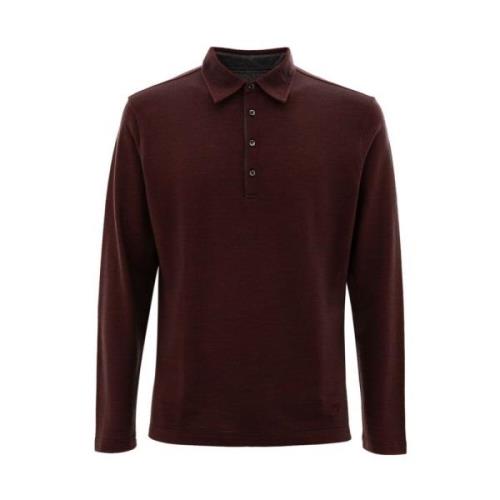 Bordeaux Wol Polo Shirt Corneliani , Brown , Heren