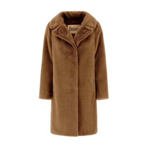 Zachte Faux Fur Kameeljas Herno , Brown , Dames