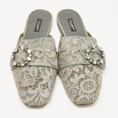 Pre-owned Lace sandals Dolce & Gabbana Pre-owned , Gray , Dames