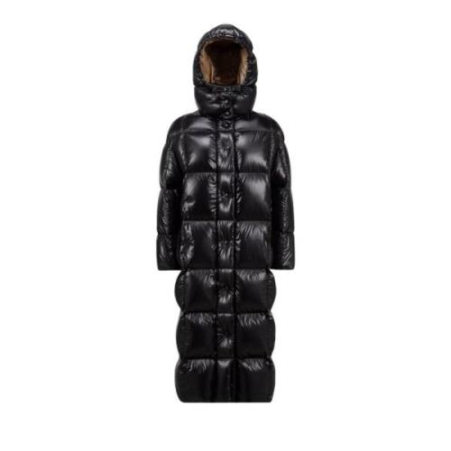 Zwarte Lange Donsjas Buitenkleding Moncler , Black , Dames