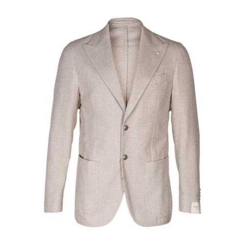 Heren Katoenen Blazer met Metalen Knopen L.b.m. 1911 , Beige , Heren