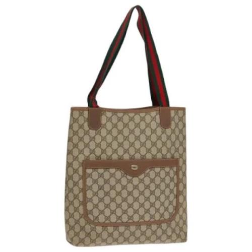 Pre-owned Leather totes Gucci Vintage , Beige , Dames