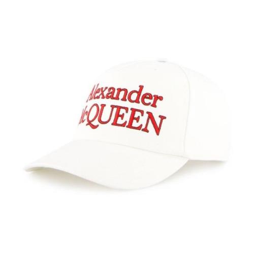 Gedrukte Baseballpet Wit/Rood Logo Alexander McQueen , White , Heren