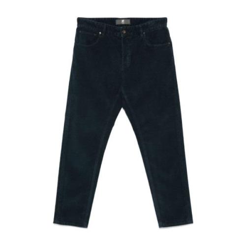 Blauwe Corduroy Broek Klassieke Stijl PT Torino , Blue , Heren