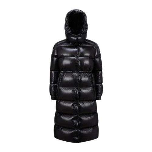 Lange Jas voor Stijlvolle Winterlook Moncler , Black , Dames