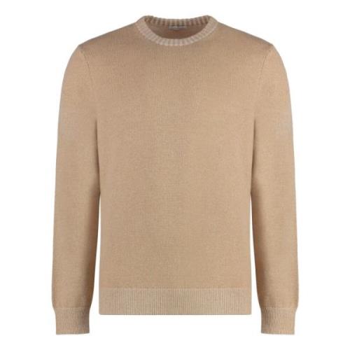 Cashmere trui met ronde hals en geribbelde randen Malo , Beige , Heren