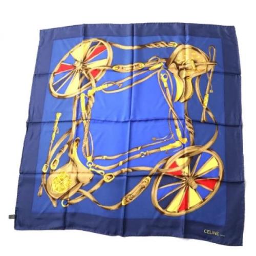 Pre-owned Silk scarves Celine Vintage , Blue , Dames