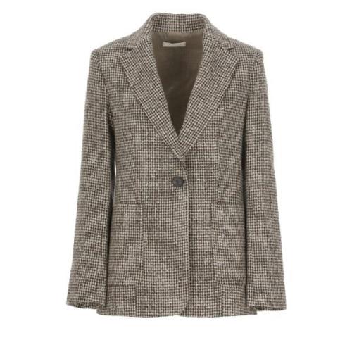 Bruine Wol Alpaca Blazer Vrouw Antonelli Firenze , Brown , Dames