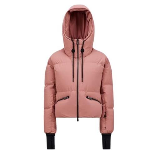 Tech Poplin Donsgevulde Ski Jas Moncler , Pink , Dames