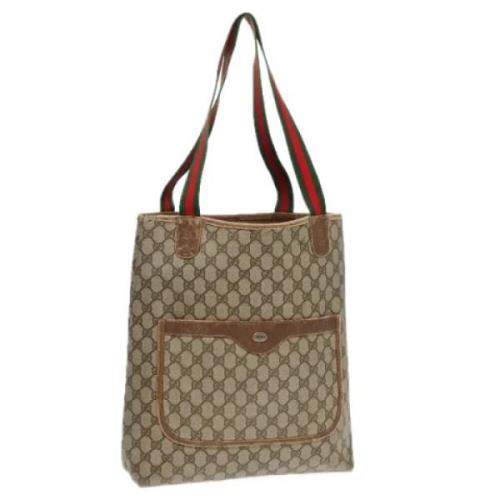 Pre-owned Leather totes Gucci Vintage , Beige , Dames