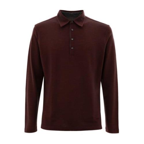 Bordeaux Wol en Katoen Polo Shirt Corneliani , Red , Heren