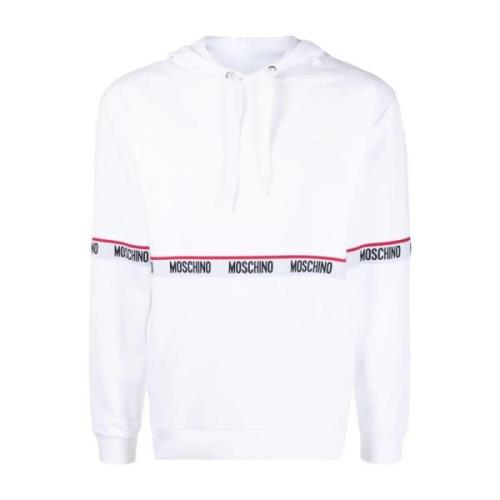 Casual Wit Katoenen Hoodie Moschino , White , Heren