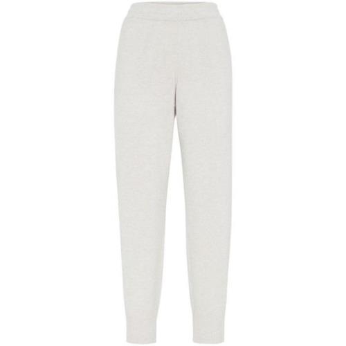 Witte Wollen Broek Elastische Taille Brunello Cucinelli , White , Dame...