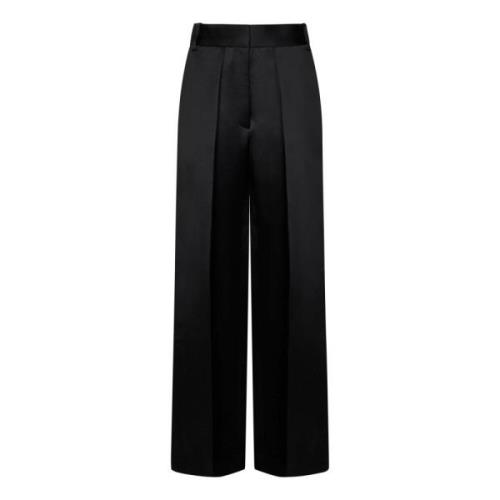 Zwarte Satijnen Broek Elegante Vloeiende Silhouet Khaite , Black , Dam...