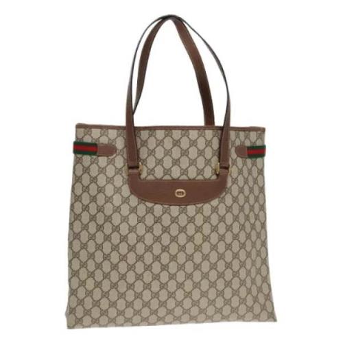 Pre-owned Leather totes Gucci Vintage , Beige , Dames