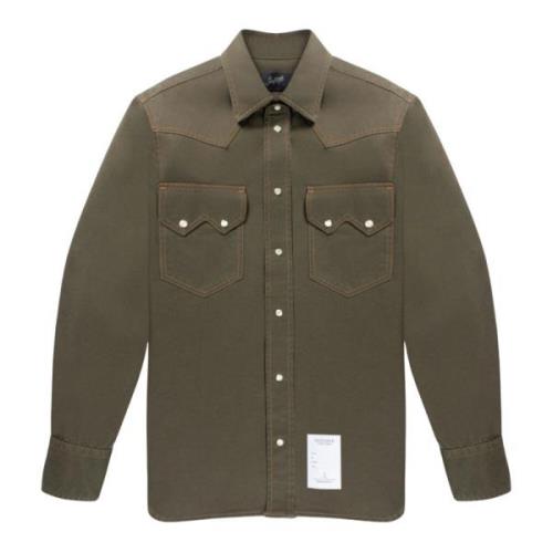 Klassiek Modern Overshirt Olijfgroen Katoen Seafarer , Green , Heren