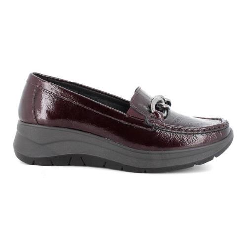 Bordeaux Leren Mocassins met Sleehak Igi&Co , Red , Dames