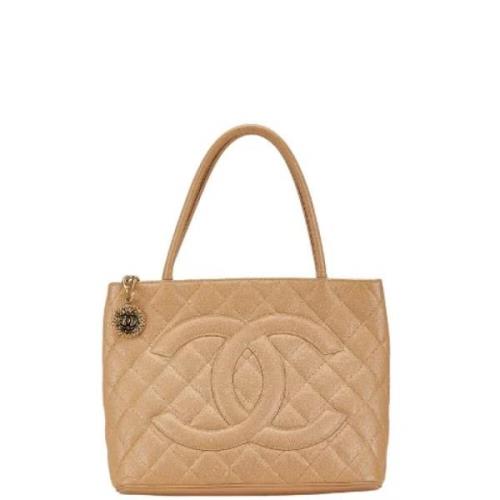 Pre-owned Leather totes Chanel Vintage , Beige , Dames