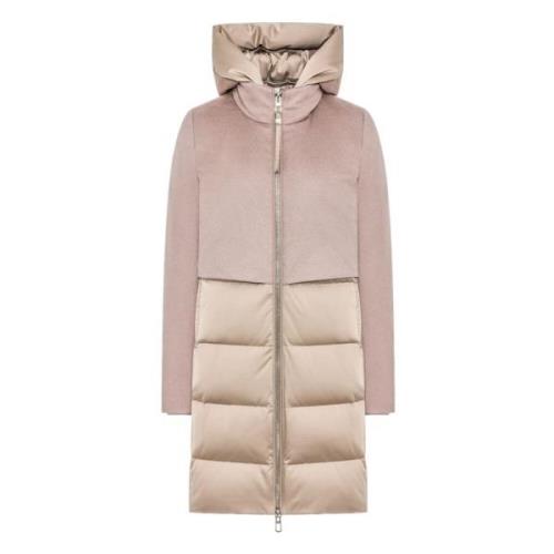 Beige Wol en Technische Stof Jas Duno , Beige , Dames