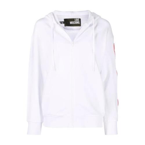 Witte Katoenen Gebreide Jas Sweater Hoodie Love Moschino , White , Dam...