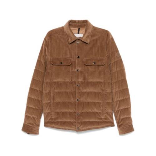 Bruine Corduroy Gewatteerde Jas Moncler , Brown , Heren