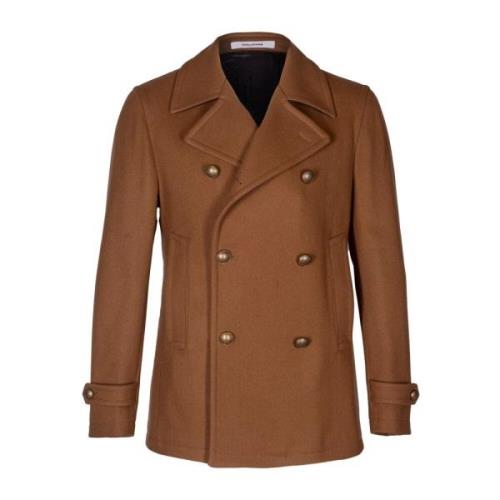 Heren Peacoat. Dubbelrijig model Tagliatore , Brown , Heren