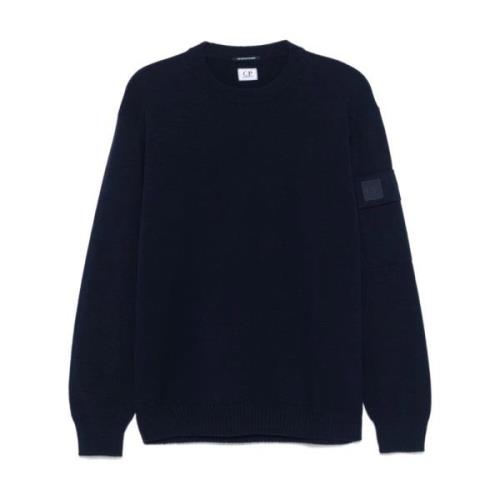 Merino Wol Crewneck Gebreide kleding C.p. Company , Blue , Heren