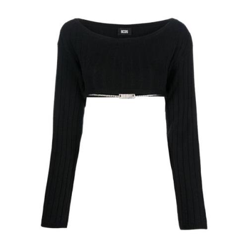 Zwarte Bling Crop Sweater Gcds , Black , Dames