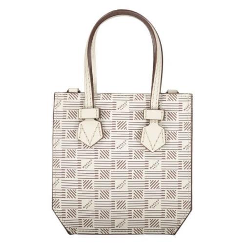 Korrelig leren schoudertas met logo Moreau Paris , Beige , Dames