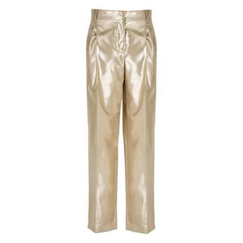 Gouden zijden broek met riemlussen Brunello Cucinelli , Yellow , Dames