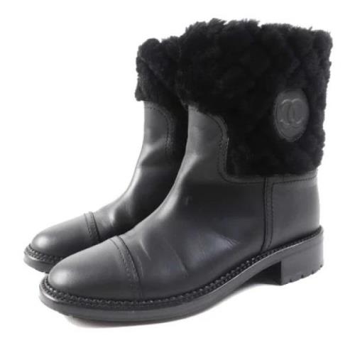 Pre-owned Leather boots Chanel Vintage , Black , Dames