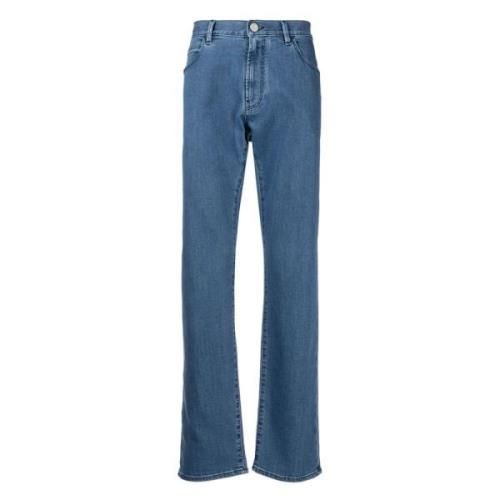 Elegante Blauwe Straight Jeans met 5 Zakken Giorgio Armani , Blue , He...