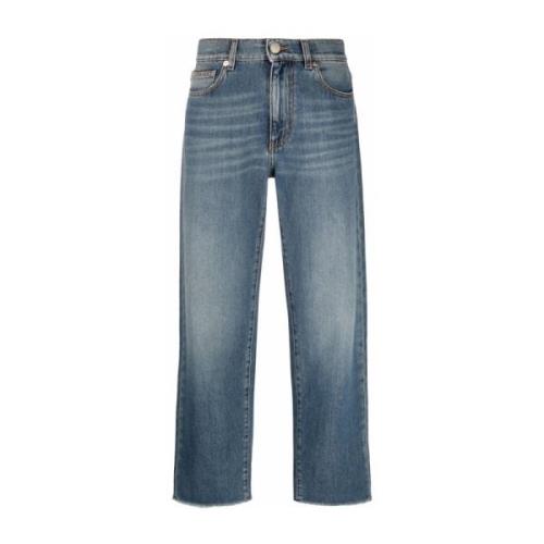 Blauwe Denim Straight Jeans Love Moschino , Blue , Dames