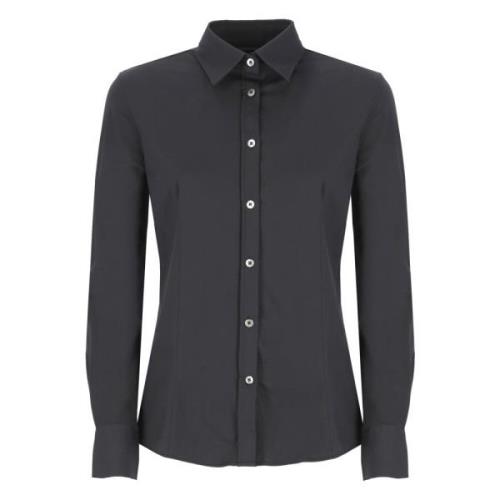 Zwarte Shirt met Kraag en Knopen RRD , Black , Dames