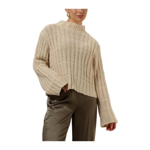 Beige Short T-neck Sweater Modström , Beige , Dames