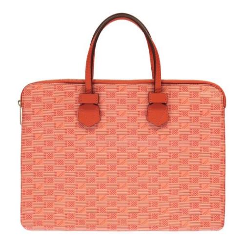 Leren Plat Etui met Handvatten Moreau Paris , Orange , Dames