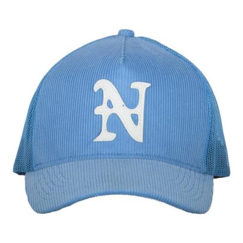 Corduroy Baseball Cap met Netten Achterkant Nahmias , Blue , Heren