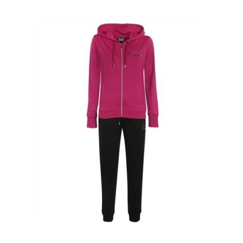 Roze Jogger Set met Hoodie Emporio Armani EA7 , Pink , Dames