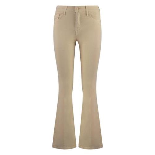 Cropped Flared Jeans met Metalen Details Mother , Beige , Dames