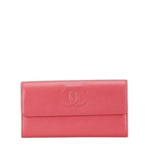 Pre-owned Leather wallets Chanel Vintage , Pink , Dames