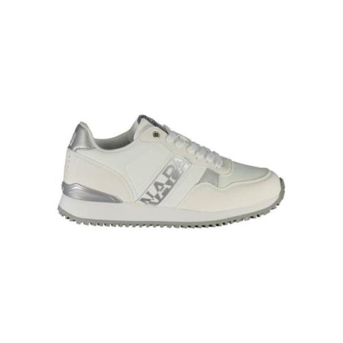 Witte vetersneakers met slim contrastdetail Napapijri , White , Dames