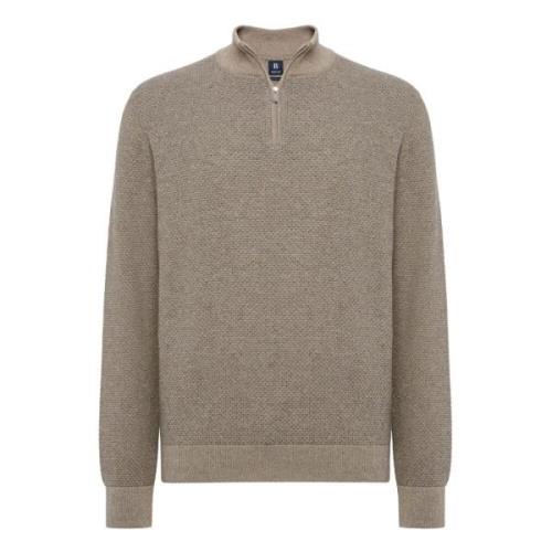 Cashmere Blend Half Zip Gebreide Trui Boggi Milano , Gray , Heren