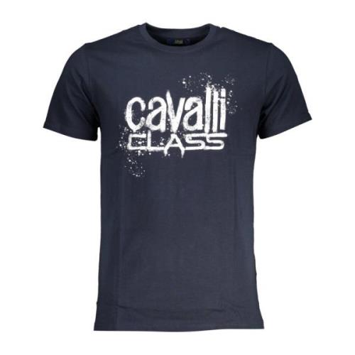 Blauw T-shirt met korte mouwen en logo Cavalli Class , Blue , Heren