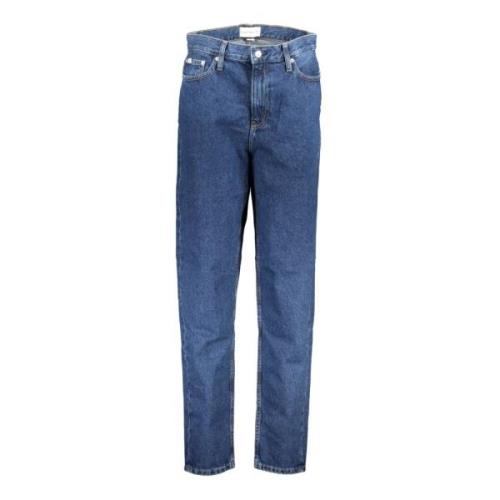 Denim Mom Jeans met Logo Detail Calvin Klein , Blue , Dames