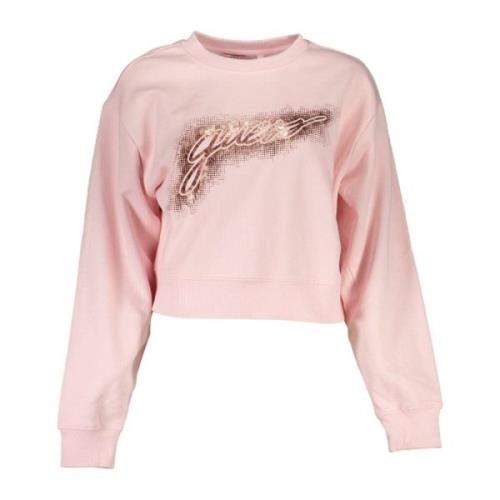 Roze Sweatshirt met Lange Mouwen en Print Guess , Pink , Heren