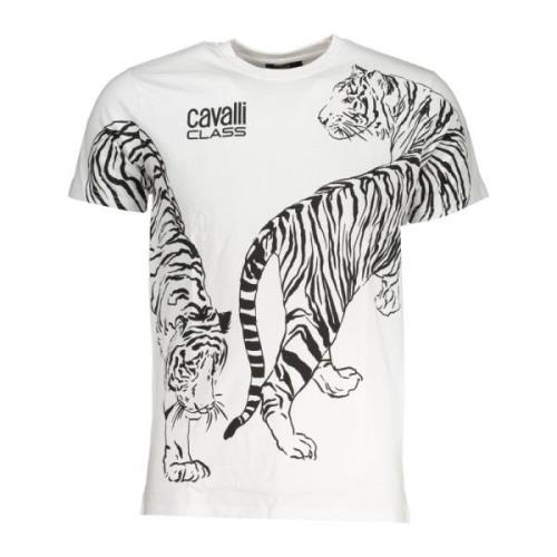 Korte Mouw Heren Wit Tee Logo Print Cavalli Class , White , Heren