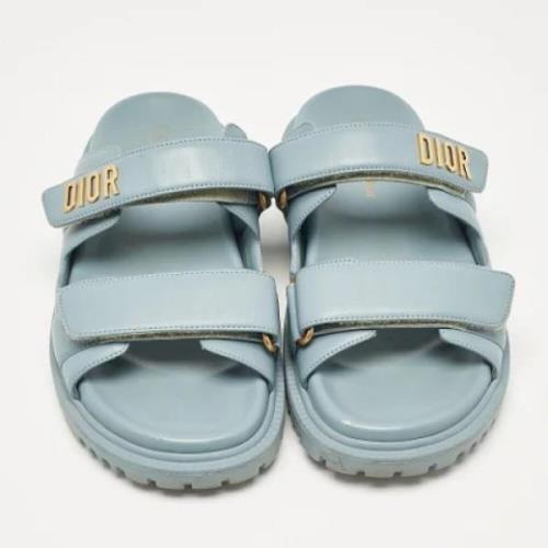 Pre-owned Leather sandals Dior Vintage , Blue , Dames